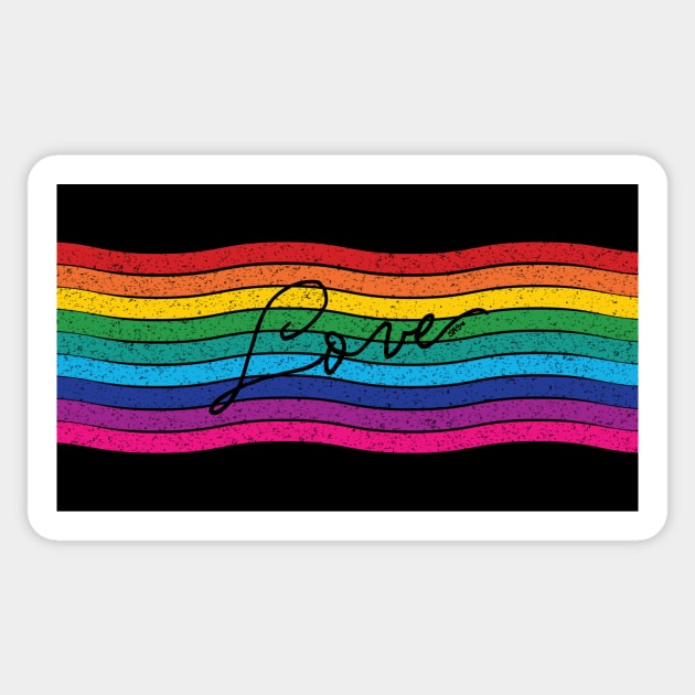 Retro Rainbow Stripe Flag Love Sticker by meownarchy